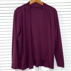 Lands End Women’s Cardigan Twinset 2 pc Size Medium Reg Burgundy Supima Cotton